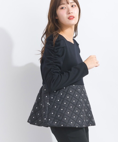 【セール】【WEB限定】袖ギャザーキルト切り替えプルオーバー（Tシャツ/カットソー）｜PICCIN（ピッチン）