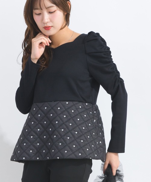 【セール】【WEB限定】袖ギャザーキルト切り替えプルオーバー（Tシャツ/カットソー）｜PICCIN（ピッチン）