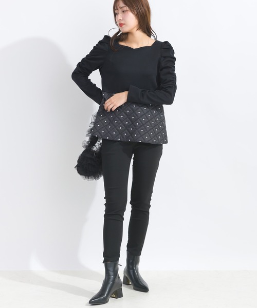 【セール】【WEB限定】袖ギャザーキルト切り替えプルオーバー（Tシャツ/カットソー）｜PICCIN（ピッチン）