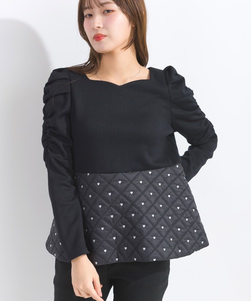 【セール】【WEB限定】袖ギャザーキルト切り替えプルオーバー（Tシャツ/カットソー）｜PICCIN（ピッチン）