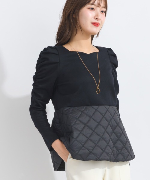 【セール】【WEB限定】袖ギャザーキルト切り替えプルオーバー（Tシャツ/カットソー）｜PICCIN（ピッチン）