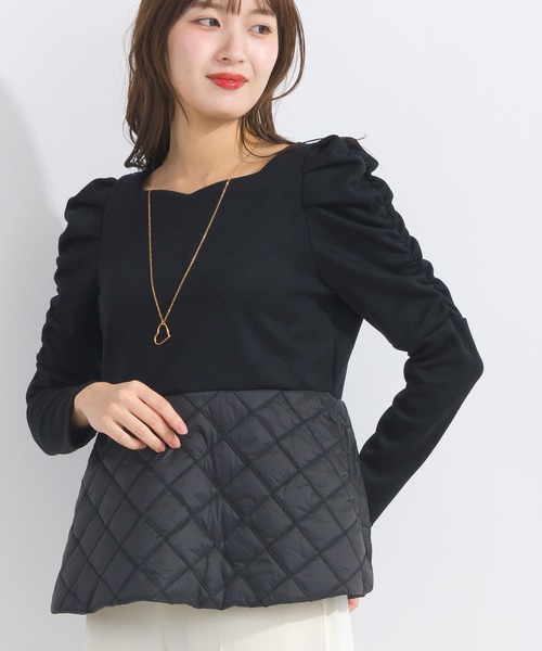 【セール】【WEB限定】袖ギャザーキルト切り替えプルオーバー（Tシャツ/カットソー）｜PICCIN（ピッチン）