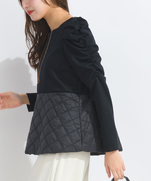 【セール】【WEB限定】袖ギャザーキルト切り替えプルオーバー（Tシャツ/カットソー）｜PICCIN（ピッチン）