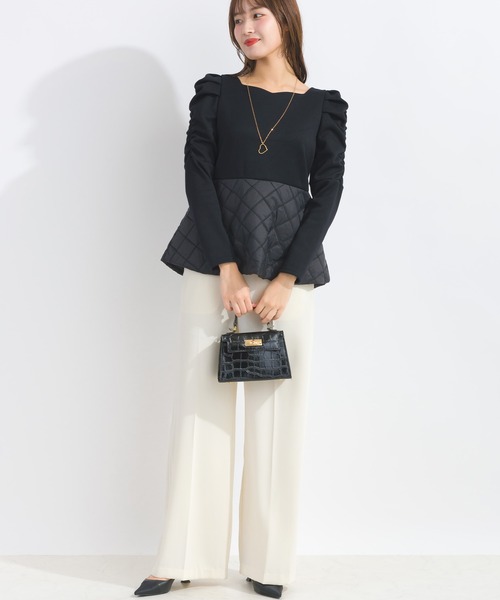 【セール】【WEB限定】袖ギャザーキルト切り替えプルオーバー（Tシャツ/カットソー）｜PICCIN（ピッチン）