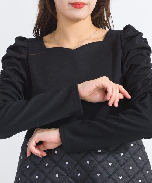 【セール】【WEB限定】袖ギャザーキルト切り替えプルオーバー（Tシャツ/カットソー）｜PICCIN（ピッチン）