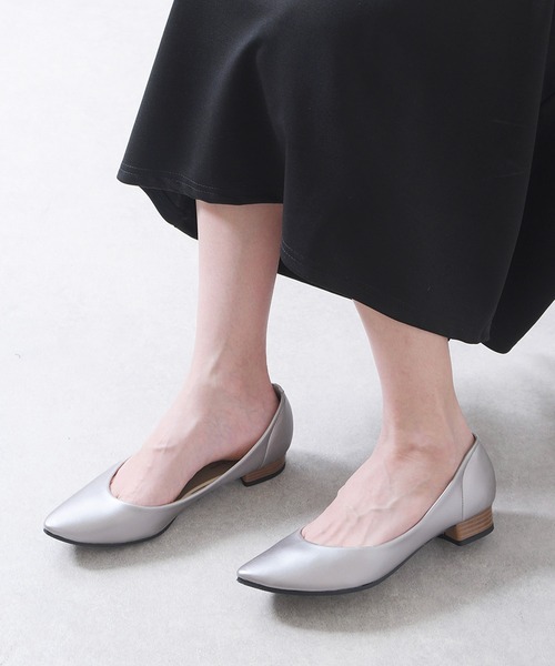 パンプス ローヒール 太ヒール チャンキーヒール ポインテッド