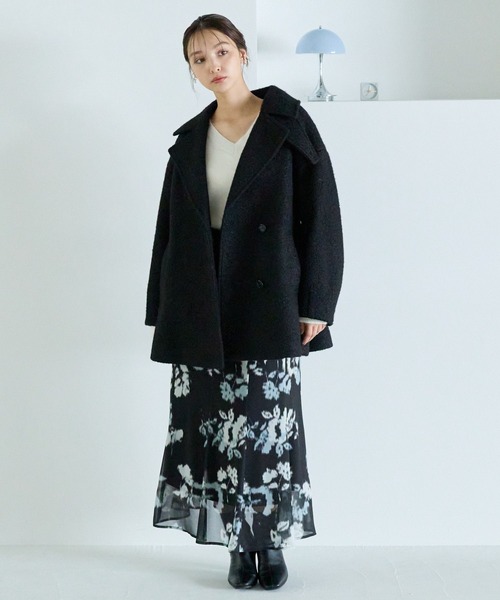 Andemiu(アンデミュウ)の「ボカシフラワーナロースカート253070(スカート・レディース・ブラック/アイボリー・FREE)」の16枚目の写真