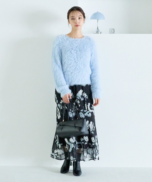 Andemiu(アンデミュウ)の「ボカシフラワーナロースカート253070(スカート・レディース・ブラック/アイボリー・FREE)」の13枚目の写真