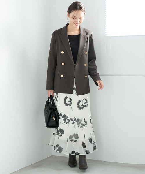 Andemiu(アンデミュウ)の「ボカシフラワーナロースカート253070(スカート・レディース・ブラック/アイボリー・FREE)」の7枚目の写真