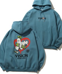 【VISION STREET WEAR/ヴィジョンストリートウェア】裏起毛 フェルトプリント ゴースト プルオーバーパーカー