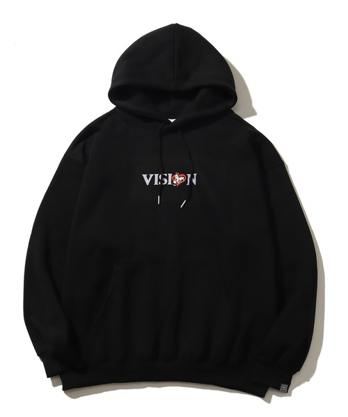 THE MARX RE CREATION(ザマルクスリクリエーション)の「【VISION STREET WEAR/ヴィジョンストリートウェア】裏起毛 フェルトプリント ゴースト プルオーバーパーカー(パーカー・メンズ・ブルーグレー/ブラック/オフホワイト・LL/L/M)」の4枚目の写真