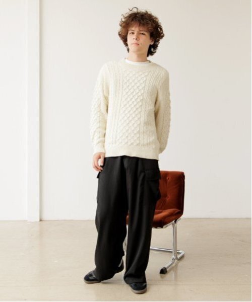 GLAZOS（グラソス）の「【大人向けサイズあり】ケーブルニット（ニット/セーター・キッズ・ホワイト/ブルー・S/M/L）」の4枚目の写真