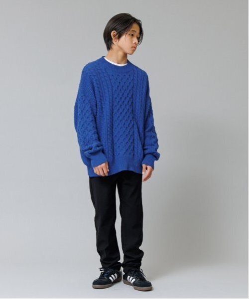 GLAZOS（グラソス）の「【大人向けサイズあり】ケーブルニット（ニット/セーター・キッズ・ホワイト/ブルー・S/M/L）」の9枚目の写真