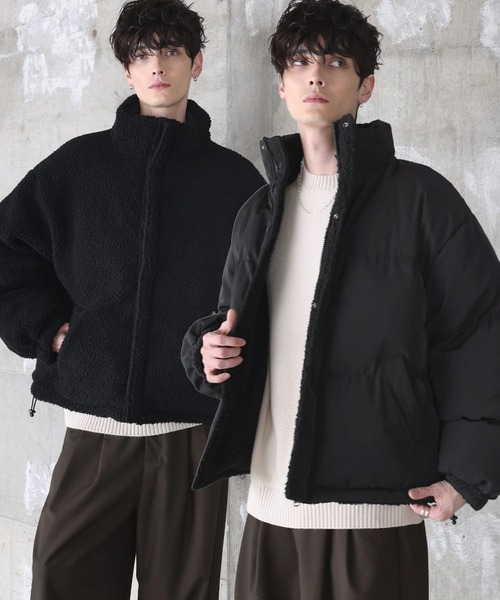 ジャケット・アウター yu タフタ×ボア リバーシブル機能性中綿ジャケット 【600フィルパワー