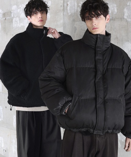 タフタ×ボア リバーシブル機能性中綿ジャケット 【600フィルパワー