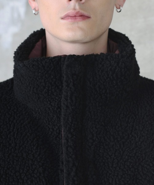 ETELIO（エテリオ）の「タフタ×ボア リバーシブル機能性中綿ジャケット 【600フィルパワー】（ダウンジャケット/コート・メンズ・ブラック系その他/ブラック/ライトグレー/ブラック系2/ブラック系3/ワイン/ブラック系1・S/M/L/XL）」の12枚目の写真