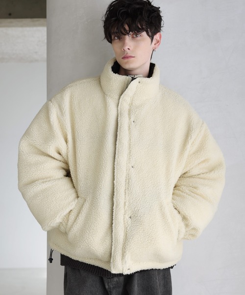 タフタ×ボア リバーシブル機能性中綿ジャケット 【600フィルパワー