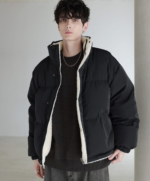 タフタ×ボア リバーシブル機能性中綿ジャケット 【600フィルパワー