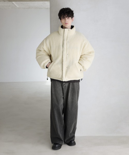 タフタ×ボア リバーシブル機能性中綿ジャケット 【600フィルパワー