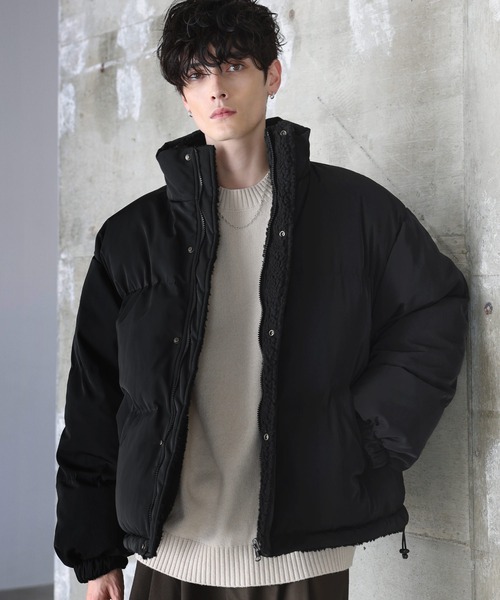 タフタ×ボア リバーシブル機能性中綿ジャケット 【600フィルパワー