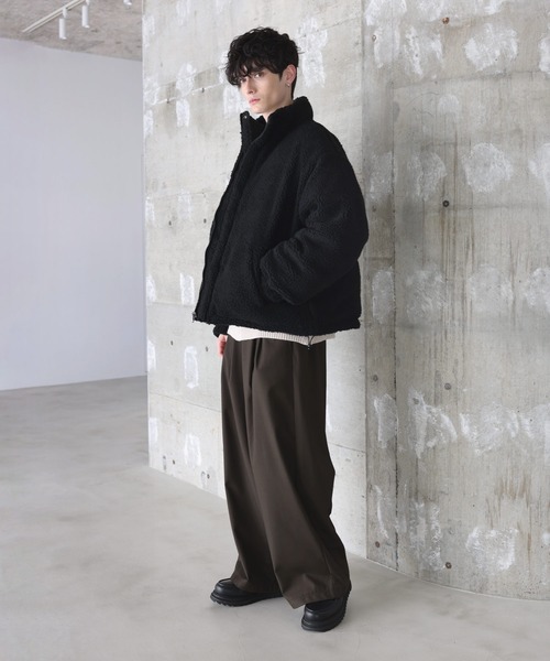 タフタ×ボア リバーシブル機能性中綿ジャケット 【600フィルパワー