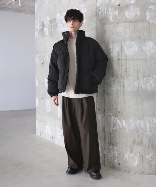 タフタ×ボア リバーシブル機能性中綿ジャケット 【600フィルパワー