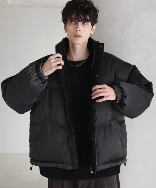 タフタ×ボア リバーシブル機能性中綿ジャケット 【600フィルパワー