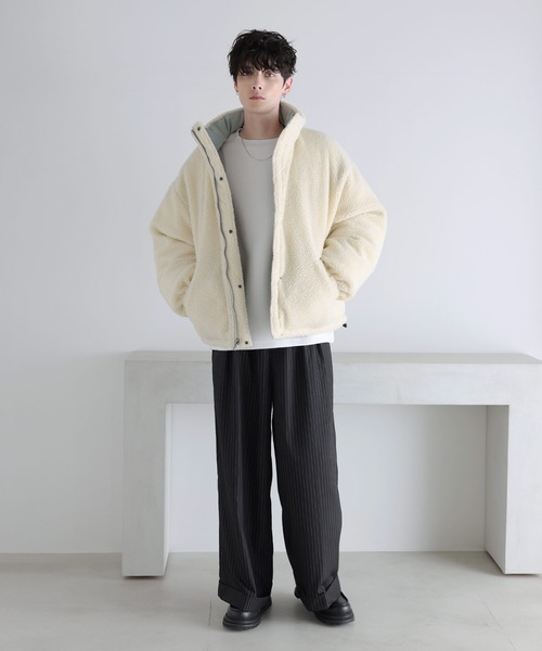 タフタ×ボア リバーシブル機能性中綿ジャケット 【600フィルパワー