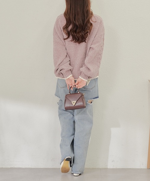 Another Branch olive des olive（アナザーブランチオリーブデオリーブ）の「ベロアケーブルニットＰＯ（ニット/セーター・レディース・ラベンダー/グレー/アイボリー/サックスブルー・FREE）」の19枚目の写真