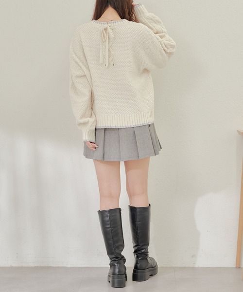 Another Branch olive des olive（アナザーブランチオリーブデオリーブ）の「ベロアケーブルニットＰＯ（ニット/セーター・レディース・ラベンダー/グレー/アイボリー/サックスブルー・FREE）」の12枚目の写真