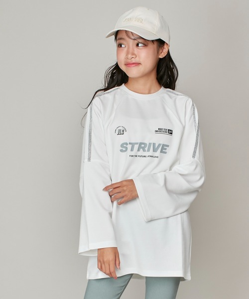 JENNI love(ジェニィラブ)の「ラメラインゲーミングロング丈ロンT(Tシャツ/カットソー・キッズ・オフホワイト/ブラック/サックスブルー・130cm/140cm/150cm/160cm)」の10枚目の写真