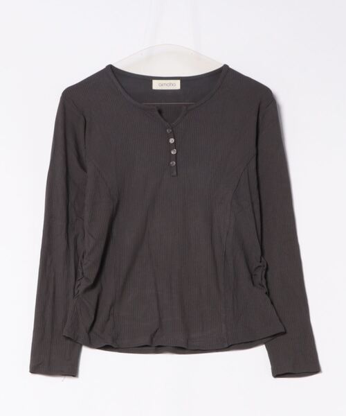 aimoha（アイモハ）の「Vネックヘンリートップス（Tシャツ/カットソー・レディース・ネイビー/ベージュ/ワインレッド/ホワイト/ブラック/グレー・FREE）」の12枚目の写真