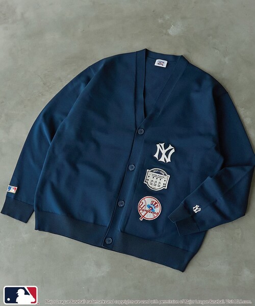 MLB（メジャーリーグベースボール）の「MLB別注　ワッペンVネックカーディガン（カーディガン/ボレロ・メンズ・ブラック/ネイビー/ブラウン/グレー/レッド/コバルトブルー・M/L）」の4枚目の写真