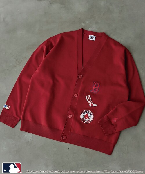MLB（メジャーリーグベースボール）の「MLB別注　ワッペンVネックカーディガン（カーディガン/ボレロ・メンズ・ブラック/ネイビー/ブラウン/グレー/レッド/コバルトブルー・M/L）」の6枚目の写真