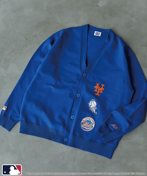 MLB（メジャーリーグベースボール）の「MLB別注　ワッペンVネックカーディガン（カーディガン/ボレロ・メンズ・ブラック/ネイビー/ブラウン/グレー/レッド/コバルトブルー・M/L）」の5枚目の写真