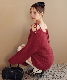 one after another NICE CLAUP | 【Holiday collection】ゴールドボタンベロアモールリボンニット(ニット/セーター)