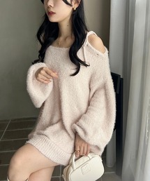 one after another NICE CLAUP | 【Holiday collection】ゴールドボタンベロアモールリボンニット(ニット/セーター)
