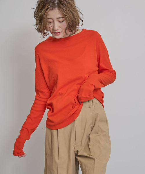 OUTDOOR PRODUCTS(アウトドアプロダクツ)の「追加2 シアーリブルーズロンTEE(Tシャツ/カットソー・レディース・ホワイト/オレンジ/カーキ・FREE)」の3枚目の写真
