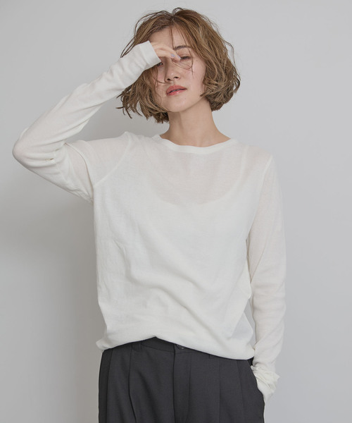 OUTDOOR PRODUCTS(アウトドアプロダクツ)の「追加2 シアーリブルーズロンTEE(Tシャツ/カットソー・レディース・ホワイト/オレンジ/カーキ・FREE)」の5枚目の写真