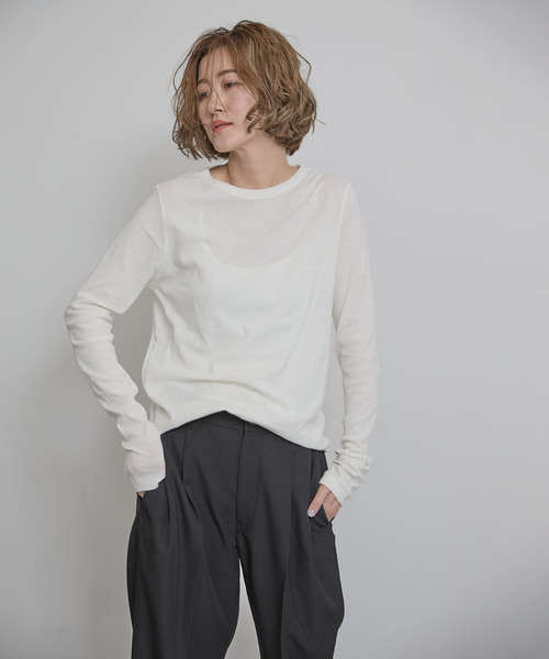 OUTDOOR PRODUCTS(アウトドアプロダクツ)の「追加2 シアーリブルーズロンTEE(Tシャツ/カットソー・レディース・ホワイト/オレンジ/カーキ・FREE)」の7枚目の写真