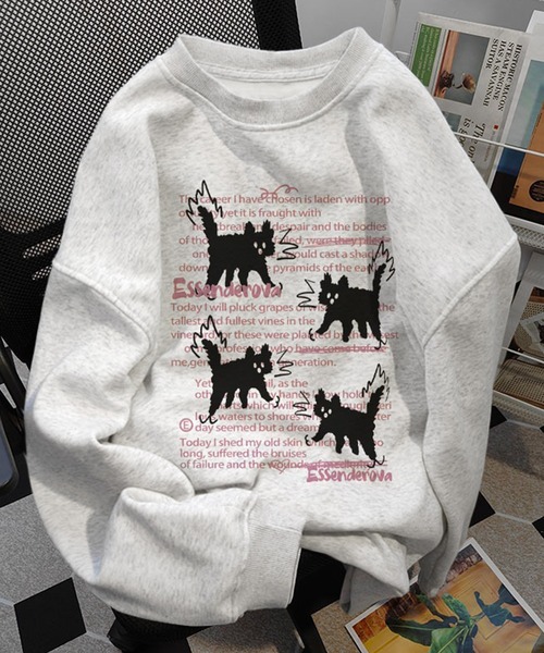 Dita Muaj.(ディータムアージュ)の「ねこ落書きスウェット(スウェット・レディース・グレー・FREE)」の3枚目の写真