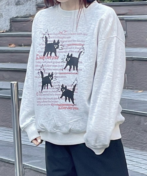 Dita Muaj.(ディータムアージュ)の「ねこ落書きスウェット(スウェット・レディース・グレー・FREE)」の14枚目の写真