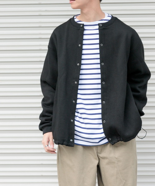 FORK&SPOON(フォークアンドスプーン)の「FORK&SPOON 裏毛スナップボタンカーディガン(カーディガン/ボレロ・メンズ・ブラック/グレー系その他・4/5)」の3枚目の写真