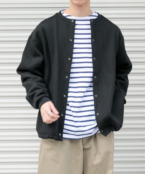 FORK&SPOON(フォークアンドスプーン)の「FORK&SPOON 裏毛スナップボタンカーディガン(カーディガン/ボレロ・メンズ・ブラック/グレー系その他・4/5)」の4枚目の写真