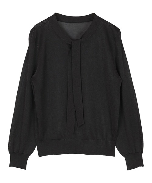 UR'S（ユアーズ）の「シアーボウタイニット（ニット/セーター・レディース・グレー系その他/ホワイト系その他/ブラック系その他・L/M/S）」の4枚目の写真