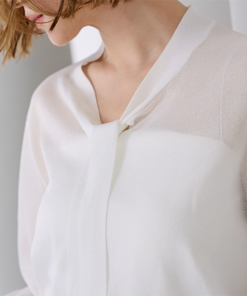 UR'S（ユアーズ）の「シアーボウタイニット（ニット/セーター・レディース・グレー系その他/ホワイト系その他/ブラック系その他・L/M/S）」の10枚目の写真