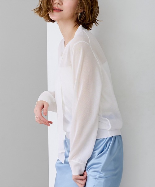 UR'S（ユアーズ）の「シアーボウタイニット（ニット/セーター・レディース・グレー系その他/ホワイト系その他/ブラック系その他・L/M/S）」の11枚目の写真