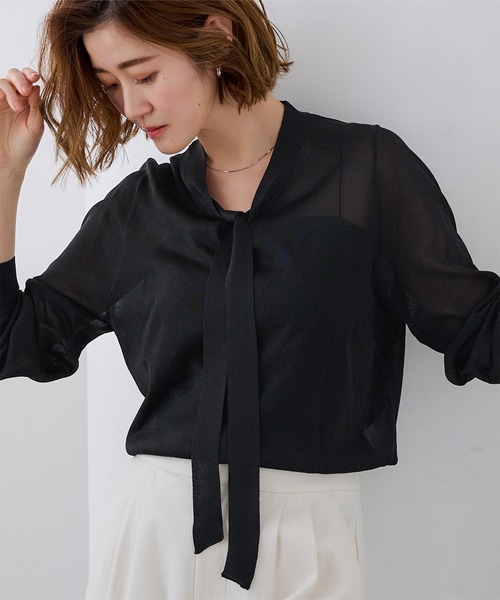 UR'S（ユアーズ）の「シアーボウタイニット（ニット/セーター・レディース・グレー系その他/ホワイト系その他/ブラック系その他・L/M/S）」の14枚目の写真