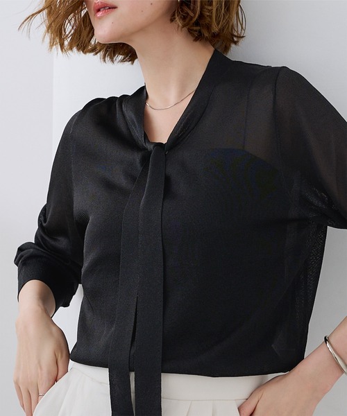 UR'S（ユアーズ）の「シアーボウタイニット（ニット/セーター・レディース・グレー系その他/ホワイト系その他/ブラック系その他・L/M/S）」の16枚目の写真