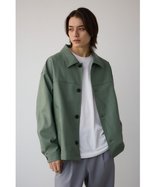 AZUL by moussy(アズールバイマウジー)の「フェイクレザーコーチジャケット(ブルゾン・メンズ・ブラック/ライトグリーン/ライトグレー・MEDIUM/LARGE)」の3枚目の写真